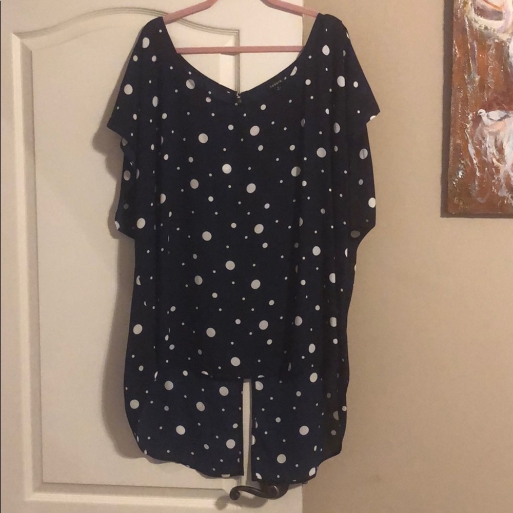 Blue and White Blouse